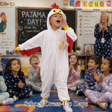 Kids Chicken Costume for Girls & Boys - 3D Hooded Rooster Jumpsuit Costume for Halloween Party