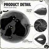 Halloween Pillow Covers 18x18 Set of 2, Gray Black Cat Cases