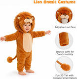 Toddler Cute Lion Costume for Girls & Boys - 3D Hooded Animal Jumpsuit for Halloween Party