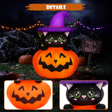 5FT Halloween Inflatable Pumpkin Outdoor Decorations, Blow Up Pumpkins Black Cat with Built-in Bright LEDs, Yard Lawn Garden Party Decor