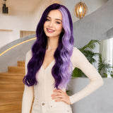 Halloween Long Purple Wavy Wigs for Women