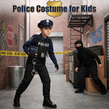 Kids Police Costume, Halloween Boys Police Officer Uniform Outfit with Accessories