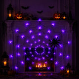 4FT Lighted Halloween Decorations Spider Web Lights, Purple