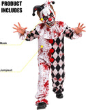 Kids Bloody Clown Halloween Costume, Scary Halloween Outfit Includes Mask & Jumpsuit