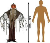 67" Halloween Decor Outdoor Animatronic Pumpkin Phantom Prop