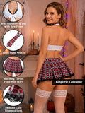 Women 3 PCS Plaid Roleplay Schoolgirl Costume Set