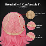 Short Pink Bob Wig with Bangs for Women