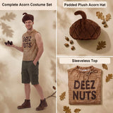 Funny Acorn Costume for Men, Adult Nut Sack Halloween Costume with Hat for Party Cosplay