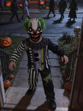 Kids Scary Clown Halloween Costume, Boys Girls Creepy Clown Outfit with Mask