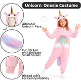 Kids Pink Unicorn Costume for Girls & Boys - 3D Hooded Animal Jumpsuit for Halloween Party