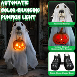 22in Light Up Ghost Dog with Pumpkin Halloween Outdoor Decor