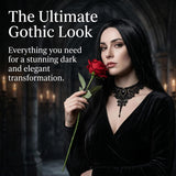 Long Black Wig Witch Costume Accessories Set for Women