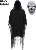 Grim Reaper Costume for Men Women Adult Scary Hooded Cloak Halloween Cape Cosplay Costumes
