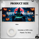 Halloween Garage Door Cover, Witch Banner, 7 x 16 Ft