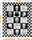 Skull Blanket, Black and White Checkered Ghost Blanket