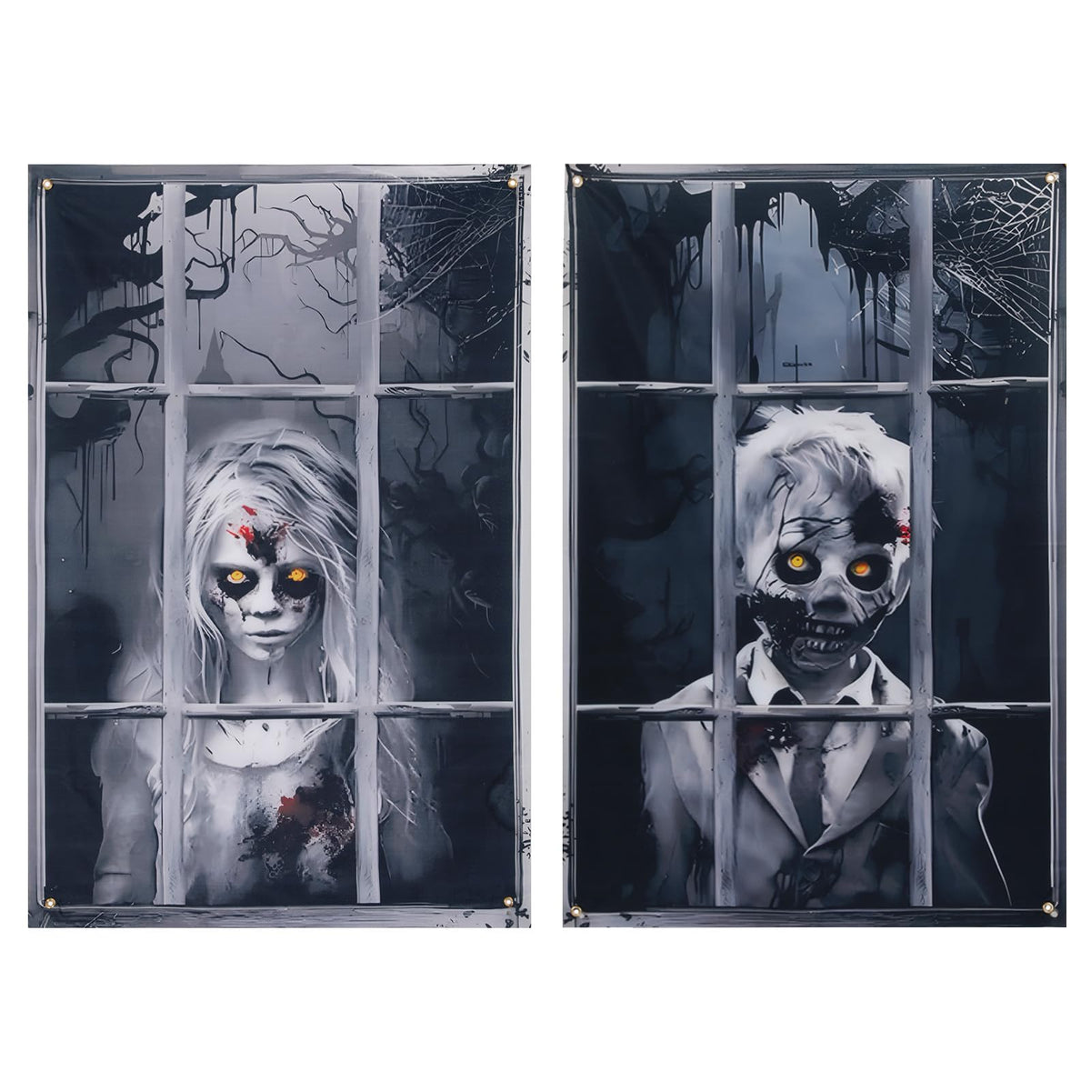 Halloween Decorations Outdoor Spooky Ghost Curtains 2 Pack