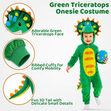 Toddler Dinosaur Costume - 3D Hooded Triceratops Jumpsuit 2-4T