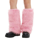Women’s Furry Leg Warmers, Long Plush Boot Cuffs for Winter, Faux Fur Leg Covers