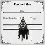 Black Witch Gloves, Lace Feather Halloween Costume for Women