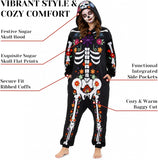 Adult Floral Skeleton Onesie Costume - One-Piece Pajama for Halloween Women