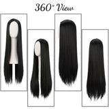 Long Straight Black Wig for Women, Halloween Cosplay Hair