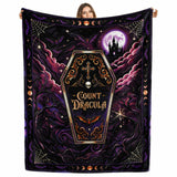 Gothic Vampire Coffin Blanket Purple Halloween Fleece Throw