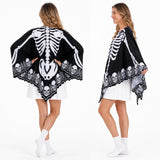 Halloween Skeleton Costumes Poncho for Women Adult