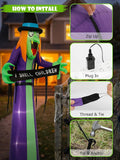 8FT Halloween Inflatable Witch Yard Decor, LED Blow Up Outdoor