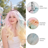 Unicorn Wig with Horn Headband, Halloween Rainbow Costume Set