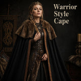 Viking Fur Cloak for Adults, Black Cape with Shoulder Trim