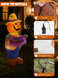4FT Halloween Inflatable Outdoor Decorations, Blow Up Pumpkin Scarecrow with Built-in Bright LEDs, Yard Lawn Garden Party Decor
