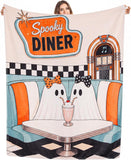 Ghost Blanket, Retro Spooky Diner Cute Halloween Blanket