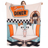 Ghost Blanket, Retro Spooky Diner Cute Halloween Blanket