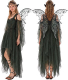 Black Fairy Wings for Women, 3-Piece Costume Accessory Set
