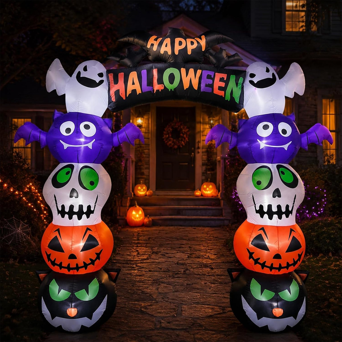 Halloween Inflatable Archway 8FT Walk Through Pumpkin Ghost