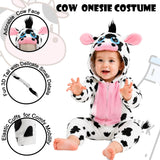Toddler Adorable Cow Costume for Girls & Boys - 3D Hooded Animal Jumpsuit for Halloween Party