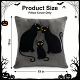Halloween Pillow Covers 18x18 Set of 2, Gray Black Cat Cases