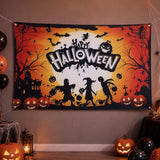 Happy Halloween Banner, Orange Pumpkin Halloween Backdrops