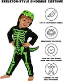 Dinosaur Skeleton Costume for Toddler Boys, Halloween Jumpsuit with Hood and Tail - Dino Hood with Teeth Design