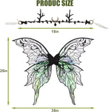 Black Fairy Wings for Women, 3-Piece Costume Accessory Set