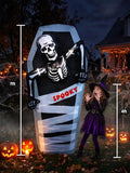 7FT Halloween Inflatable Outdoor Decorations, Blow Up Tombstone with Built-in Bright LEDs, Yard Lawn Garden Party Decor