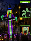 8FT Halloween Inflatable Witch Yard Decor, LED Blow Up Outdoor