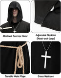 Men's Medieval Hooded Priest Costume - Friar Monk Robe for Renaissance Cosplay Halloween