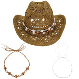 Straw Cowgirl Sun Hat with Bands for Women and Men