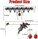 Halloween Costume Accessories Set Gothic Victorian Choker Necklace Bracelet Earrings Set for Women, Black Lace Vampire