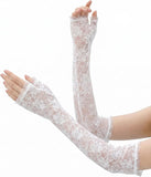 Floral Long Fingerless Lace Gloves for Women