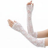 Floral Long Fingerless Lace Gloves for Women