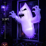 3.5FT Halloween Inflatable Outdoor Decorations, Blow Up Window Ghost with Built-in Bright LEDs, Yard Lawn Garden Party Decor
