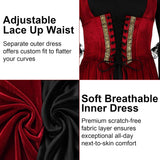 Renaissance Festival Costumes for Women, 4 PCS Medieval Dress Set