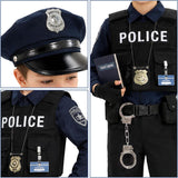 Kids Police Costume, Halloween Boys Police Officer Uniform Outfit with Accessories